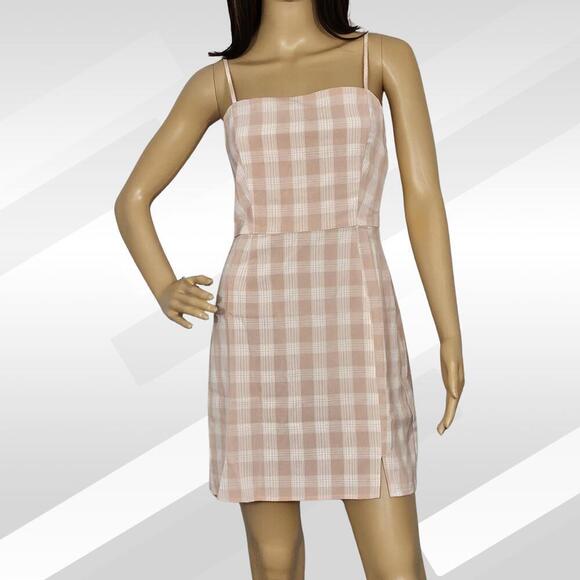 bp Dresses & Skirts - 2/$30 BP Coral White Gingham Square Neck Sleeveless Mini Dress Size M
